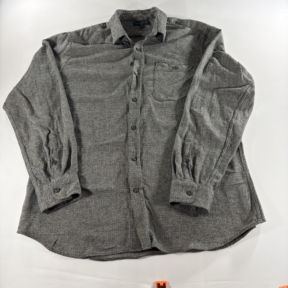 Banana Republic Men's XL Slim Fit Gray Herringbone Flannel Button Shirt